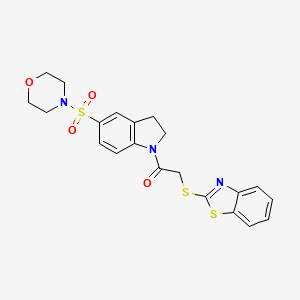 molecular formula C21H21N3O4S3 B2637220 2-(苯并[d]噻唑-2-基硫代)-1-(5-（吗啉磺酰基）吲哚啉-1-基)乙酮 CAS No. 941848-37-9