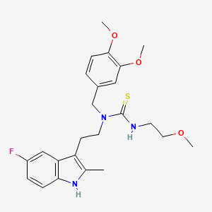 B2637226 1-[(3,4-dimethoxyphenyl)methyl]-1-[2-(5-fluoro-2-methyl-1H-indol-3-yl)ethyl]-3-(2-methoxyethyl)thiourea CAS No. 686751-74-6