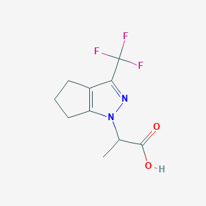 molecular formula C10H11F3N2O2 B2637228 2-[3-(trifluoromethyl)-5,6-dihydrocyclopenta[c]pyrazol-1(4H)-yl]propanoic acid CAS No. 938006-79-2