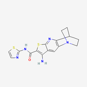 molecular formula C16H15N5OS2 B2637236 8-amino-N-(1,3-thiazol-2-yl)-3,4-dihydro-2H-1,4-ethanothieno[2,3-b][1,5]naphthyridine-7-carboxamide CAS No. 728885-90-3