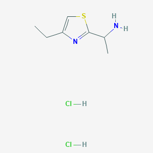 molecular formula C7H14Cl2N2S B2637244 1-(4-Ethyl-1,3-thiazol-2-yl)ethan-1-amine dihydrochloride CAS No. 1909336-07-7