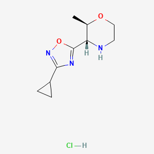 molecular formula C10H16ClN3O2 B2637250 (2R,3S)-3-(3-cyclopropyl-1,2,4-oxadiazol-5-yl)-2-methylmorpholine hydrochloride CAS No. 1867912-68-2