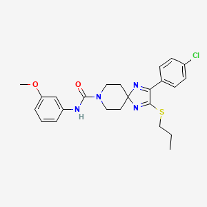 molecular formula C24H27ClN4O2S B2637259 2-(4-chlorophenyl)-N-(3-methoxyphenyl)-3-(propylthio)-1,4,8-triazaspiro[4.5]deca-1,3-diene-8-carboxamide CAS No. 1358262-40-4