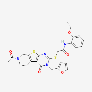 2-((7-acetyl-3-(furan-2-ylmethyl)-4-oxo-3,4,5,6,7,8-hexahydropyrido[4',3':4,5]thieno[2,3-d]pyrimidin-2-yl)thio)-N-(2-ethoxyphenyl)acetamide