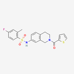 molecular formula C21H19FN2O3S2 B2637264 4-氟-2-甲基-N-(2-(噻吩-2-羰基)-1,2,3,4-四氢异喹啉-7-基)苯磺酰胺 CAS No. 955651-53-3