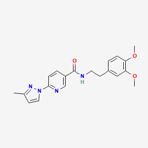 molecular formula C20H22N4O3 B2637266 N-(3,4-二甲氧基苯乙基)-6-(3-甲基-1H-吡唑-1-基)烟酰胺 CAS No. 1251631-61-4
