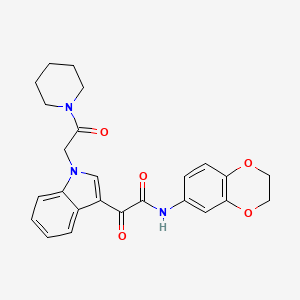 molecular formula C25H25N3O5 B2637271 N-(2,3-二氢-1,4-苯并二氧杂环-6-基)-2-氧代-2-[1-(2-氧代-2-哌啶-1-基乙基)吲哚-3-基]乙酰胺 CAS No. 872862-22-1