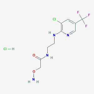 molecular formula C10H13Cl2F3N4O2 B2637274 2-(Aminooxy)-N-(2-{[3-chloro-5-(trifluoromethyl)-2-pyridinyl]amino}ethyl)acetamide hydrochloride CAS No. 324009-15-6