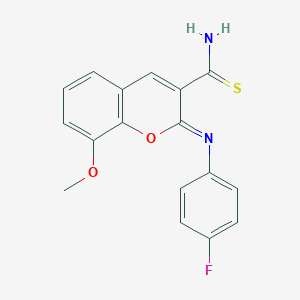 molecular formula C17H13FN2O2S B2637294 (2Z)-2-[(4-fluorophenyl)imino]-8-methoxy-2H-chromene-3-carbothioamide CAS No. 892281-81-1