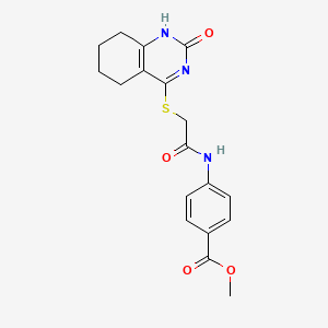 molecular formula C18H19N3O4S B2637313 Methyl 4-({[(2-oxo-1,2,5,6,7,8-hexahydroquinazolin-4-yl)thio]acetyl}amino)benzoate CAS No. 932961-34-7