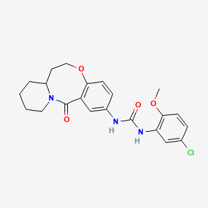molecular formula C22H24ClN3O4 B2637315 1-(5-氯-2-甲氧基苯基)-3-(6-氧代-2,3,4,12,13,13a-六氢-1H-吡啶并[2,1-d][1,5]苯并恶唑嗪-8-基)脲 CAS No. 1251686-55-1