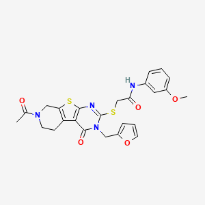 2-((7-acetyl-3-(furan-2-ylmethyl)-4-oxo-3,4,5,6,7,8-hexahydropyrido[4',3':4,5]thieno[2,3-d]pyrimidin-2-yl)thio)-N-(3-methoxyphenyl)acetamide