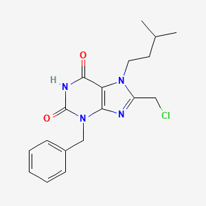 molecular formula C18H21ClN4O2 B2637320 3-benzyl-8-(chloromethyl)-7-(3-methylbutyl)-2,3,6,7-tetrahydro-1H-purine-2,6-dione CAS No. 848658-87-7