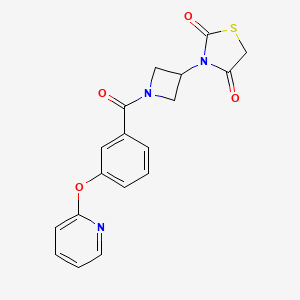 molecular formula C18H15N3O4S B2637330 3-(1-(3-(Pyridin-2-yloxy)benzoyl)azetidin-3-yl)thiazolidine-2,4-dione CAS No. 2034236-34-3