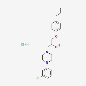 molecular formula C22H30Cl2N2O2 B2637331 盐酸1-(4-(3-氯苯基)哌嗪-1-基)-3-(4-丙氧基苯氧基)丙烷-2-醇 CAS No. 1215838-85-9