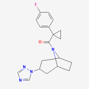 molecular formula C19H21FN4O B2637335 ((1R,5S)-3-(1H-1,2,4-triazol-1-yl)-8-azabicyclo[3.2.1]octan-8-yl)(1-(4-fluorophenyl)cyclopropyl)methanone CAS No. 2310103-42-3