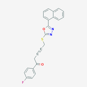 molecular formula C23H15FN2O2S B263734 1-(4-Fluorophenyl)-5-{[5-(naphthalen-1-yl)-1,3,4-oxadiazol-2-yl]sulfanyl}pent-3-yn-1-one 