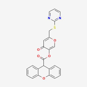 molecular formula C24H16N2O5S B2637350 4-oxo-6-((pyrimidin-2-ylthio)methyl)-4H-pyran-3-yl 9H-xanthene-9-carboxylate CAS No. 877638-19-2