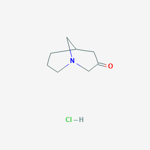 molecular formula C8H14ClNO B2637368 1-氮杂双环[3.3.1]壬烷-3-酮；盐酸盐 CAS No. 90154-82-8