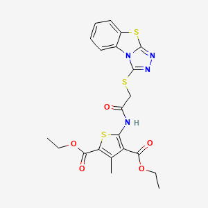 2,4-Diethyl 3-methyl-5-(2-{7-thia-2,4,5-triazatricyclo[6.4.0.0^{2,6}]dodeca-1(8),3,5,9,11-pentaen-3-ylsulfanyl}acetamido)thiophene-2,4-dicarboxylate