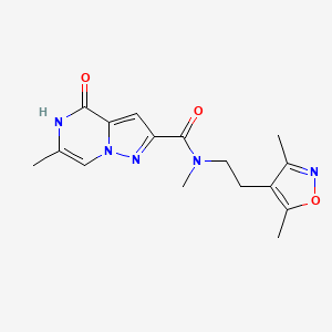 molecular formula C16H19N5O3 B2637379 N-[2-(3,5-dimethylisoxazol-4-yl)ethyl]-N,6-dimethyl-4-oxo-4,5-dihydropyrazolo[1,5-a]pyrazine-2-carboxamide CAS No. 1788829-80-0