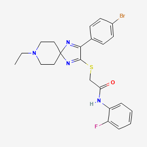 2-((3-(4-bromophenyl)-8-ethyl-1,4,8-triazaspiro[4.5]deca-1,3-dien-2-yl)thio)-N-(2-fluorophenyl)acetamide
