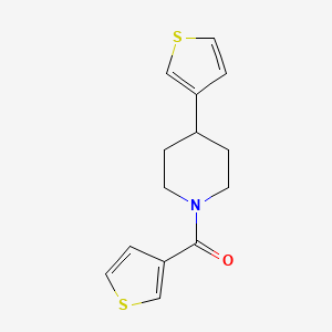 molecular formula C14H15NOS2 B2637411 噻吩-3-基(4-(噻吩-3-基)哌啶-1-基)甲酮 CAS No. 1396805-41-6
