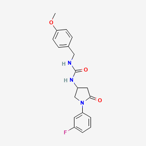 molecular formula C19H20FN3O3 B2637425 1-(1-(3-Fluorophenyl)-5-oxopyrrolidin-3-yl)-3-(4-methoxybenzyl)urea CAS No. 891104-18-0
