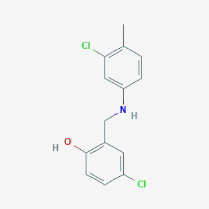molecular formula C14H13Cl2NO B2637444 4-Chloro-2-{[(3-chloro-4-methylphenyl)amino]methyl}phenol CAS No. 1039991-99-5