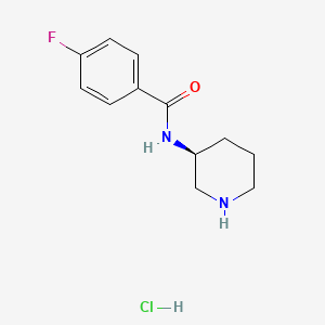 molecular formula C12H16ClFN2O B2637451 (S)-4-Fluoro-N-(piperidin-3-yl)benzamide hydrochloride CAS No. 1286208-24-9