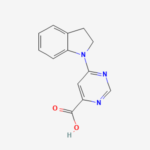 molecular formula C13H11N3O2 B2637452 6-(2,3-二氢-1H-吲哚-1-基)嘧啶-4-羧酸 CAS No. 1368646-81-4
