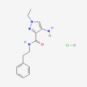 molecular formula C14H19ClN4O B2637458 4-Amino-1-ethyl-N-(2-phenylethyl)-1H-pyrazole-3-carboxamide hydrochloride CAS No. 1197227-71-6