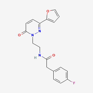 molecular formula C18H16FN3O3 B2637464 2-(4-氟苯基)-N-(2-(3-(呋喃-2-基)-6-氧代嘧啶并哒嗪-1(6H)-基)乙基)乙酰胺 CAS No. 953922-10-6