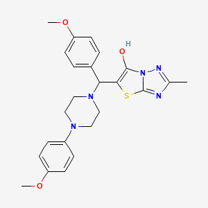 molecular formula C24H27N5O3S B2637466 5-((4-甲氧基苯基)(4-(4-甲氧基苯基)哌嗪-1-基)甲基)-2-甲基噻唑并[3,2-b][1,2,4]三唑-6-醇 CAS No. 851810-34-9