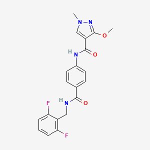 molecular formula C20H18F2N4O3 B2637468 N-(4-((2,6-difluorobenzyl)carbamoyl)phenyl)-3-methoxy-1-methyl-1H-pyrazole-4-carboxamide CAS No. 1351648-28-6