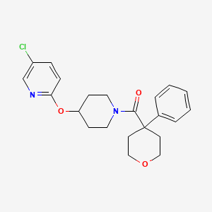 molecular formula C22H25ClN2O3 B2637469 (4-((5-chloropyridin-2-yl)oxy)piperidin-1-yl)(4-phenyltetrahydro-2H-pyran-4-yl)methanone CAS No. 1448028-91-8
