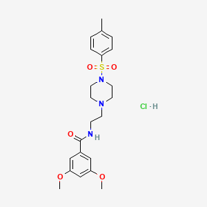 molecular formula C22H30ClN3O5S B2637473 3,5-二甲氧基-N-(2-(4-甲苯磺酰哌嗪-1-基)乙基)苯甲酰胺盐酸盐 CAS No. 1216721-90-2