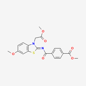 molecular formula C20H18N2O6S B2637474 (Z)-methyl 4-((6-methoxy-3-(2-methoxy-2-oxoethyl)benzo[d]thiazol-2(3H)-ylidene)carbamoyl)benzoate CAS No. 865199-99-1