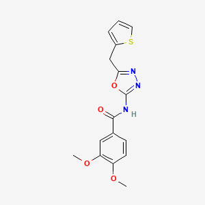 molecular formula C16H15N3O4S B2637477 3,4-dimethoxy-N-(5-(thiophen-2-ylmethyl)-1,3,4-oxadiazol-2-yl)benzamide CAS No. 1021082-94-9