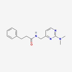molecular formula C16H20N4O B2637501 N-((2-(二甲氨基)嘧啶-4-基)甲基)-3-苯基丙酰胺 CAS No. 1797657-93-2