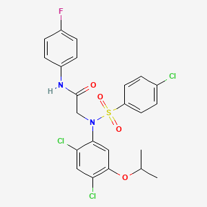 molecular formula C23H20Cl3FN2O4S B2637503 2-(N-(4-chlorophenylsulfonyl)-2,4-dichloro-5-isopropoxyphenylamino)-N-(4-fluorophenyl)acetamide CAS No. 338967-42-3