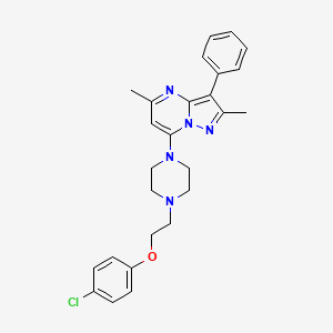 molecular formula C26H28ClN5O B2637504 7-(4-(2-(4-氯苯氧基)乙基)哌嗪-1-基)-2,5-二甲基-3-苯基吡唑并[1,5-a]嘧啶 CAS No. 850803-30-4