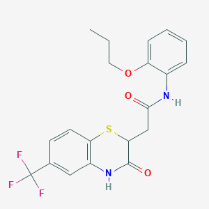 molecular formula C20H19F3N2O3S B2637515 2-[3-oxo-6-(trifluoromethyl)-3,4-dihydro-2H-1,4-benzothiazin-2-yl]-N-(2-propoxyphenyl)acetamide CAS No. 301228-96-6