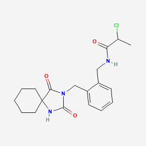 molecular formula C19H24ClN3O3 B2637520 2-Chloro-N-[[2-[(2,4-dioxo-1,3-diazaspiro[4.5]decan-3-yl)methyl]phenyl]methyl]propanamide CAS No. 2411217-73-5