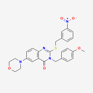 3-[(4-methoxyphenyl)methyl]-6-(morpholin-4-yl)-2-{[(3-nitrophenyl)methyl]sulfanyl}-3,4-dihydroquinazolin-4-one