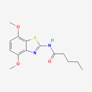 molecular formula C14H18N2O3S B2637549 N-(4,7-二甲氧基-1,3-苯并噻唑-2-基)戊酰胺 CAS No. 868230-81-3