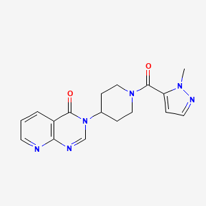molecular formula C17H18N6O2 B2637556 3-(1-(1-methyl-1H-pyrazole-5-carbonyl)piperidin-4-yl)pyrido[2,3-d]pyrimidin-4(3H)-one CAS No. 2034424-80-9