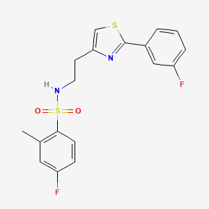 molecular formula C18H16F2N2O2S2 B2637561 4-fluoro-N-{2-[2-(3-fluorophenyl)-1,3-thiazol-4-yl]ethyl}-2-methylbenzene-1-sulfonamide CAS No. 933019-42-2