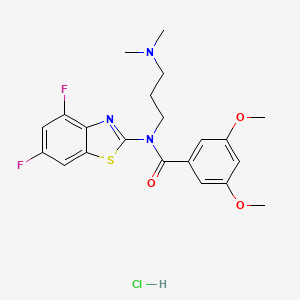 molecular formula C21H24ClF2N3O3S B2637571 N-(4,6-difluorobenzo[d]thiazol-2-yl)-N-(3-(dimethylamino)propyl)-3,5-dimethoxybenzamide hydrochloride CAS No. 1215640-26-8