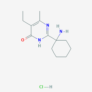 molecular formula C13H22ClN3O B2637575 2-(1-Aminocyclohexyl)-5-ethyl-6-methyl-1,4-dihydropyrimidin-4-one hydrochloride CAS No. 1333723-70-8